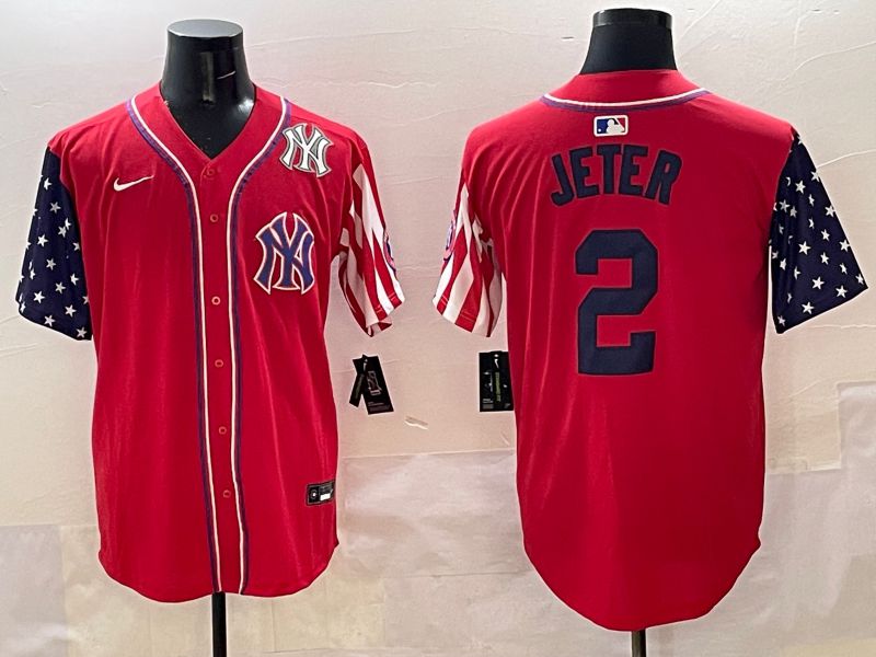 Men New York Yankees #2 Jeter Red a generation of national flags Jointly Name 2025 Nike MLB Jersey style 8